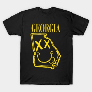 Grunge Heads Georgia Happy Smiling 90's style Grunge Face X eyes T-Shirt